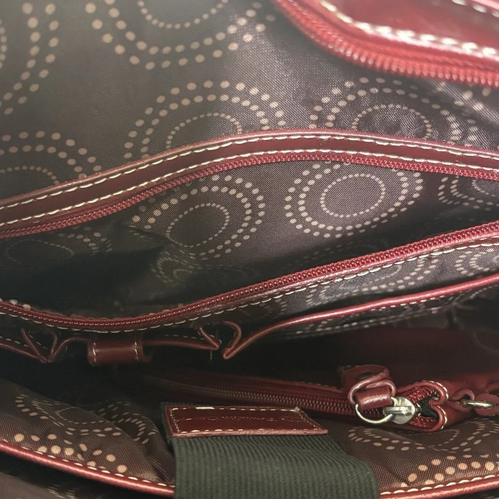 Franklin Covey Shoulder Bag Tote Burgundy Lap Top Multi-Compartment Career Work